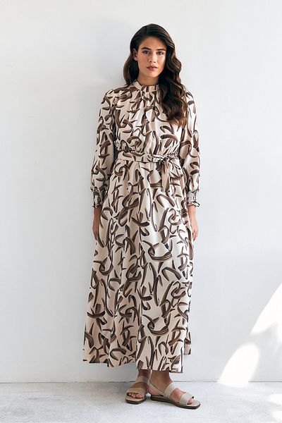 VAVİNOR Brown Vento Patterned Dress