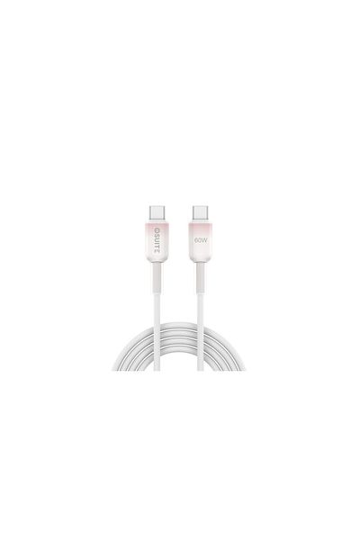 iOsuite كابل شفاف متدرج من مادة PVC (USB-C) إلى (USB-C) - 60 وات - 1.2 متر - وردي