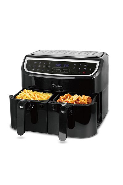 STARCREST Friteuza cu aer cald STARCREST SFR-9024BK, 2400 W, Cos Dublu, 9 litri, Termostat 80 - 200 °C