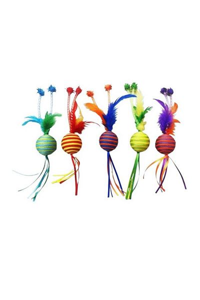 Glipet Rope Braided Feather Ball Cat Toy 4.2 cm