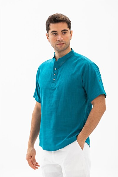 Eliş Şile Bezi Ανδρικό καλοκαιρινό μπλουζάκι - κοντομάνικο Slub Cotton Bodrum 3053