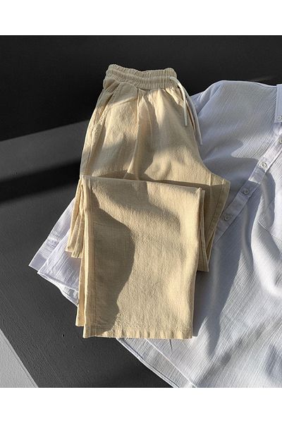 NO1 KONSEPT Σετ παντελόνι κρεμ λευκό πουκάμισο Oversize