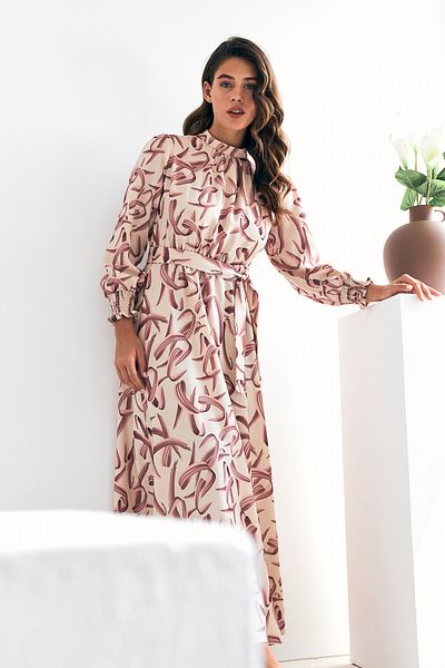 VAVİNOR Dried Rose Vento Patterned Dress