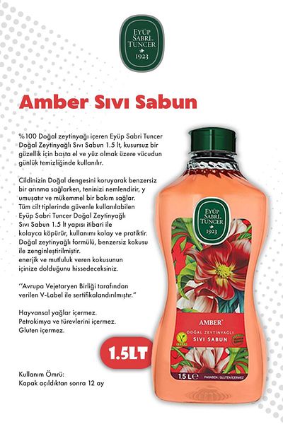 Eyüp Sabri Tuncer Ayvalık Olive Blossom and Amber Liquid Soap 1.5L Eyüp Sabri Tuncer Rosie