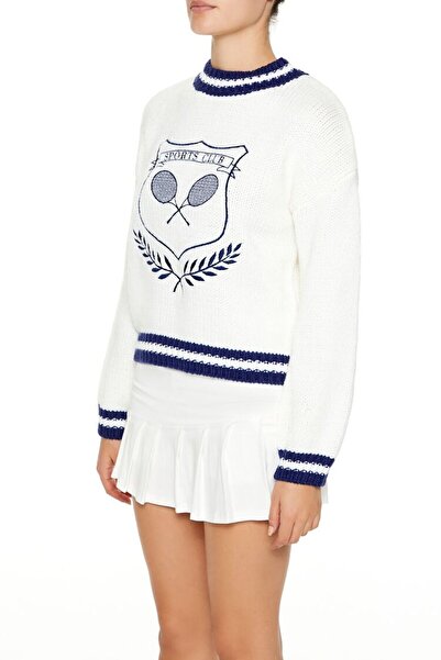 Forever 21 Varsity Çizgili Spor Kulübü Desenli Kazak