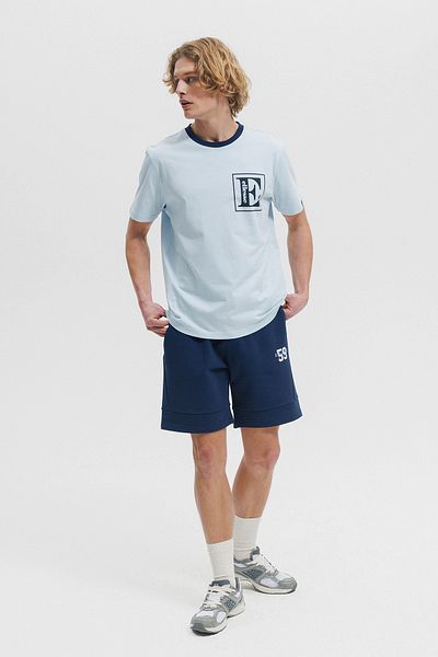 Ellesse Ανδρικό μπλουζάκι από εμπριμέ βαμβακερό κανονικό ριγέ λεπτομέρεια με λαιμόκοψη EM458