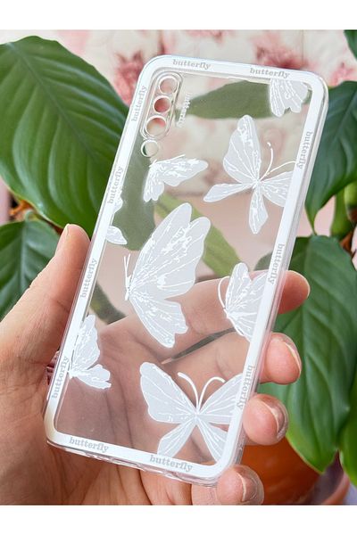 Fibaks غلاف Galaxy A50/A30s متوافق مع Galaxy A50/A30s مصمم بنقوش فراشة شفافة وغطاء سيليكون مرن وناعم ومرن