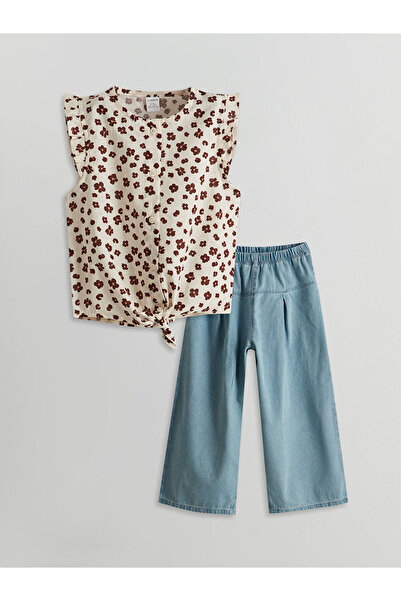 LC Waikiki Seray New Season Floral Girl's Shirt and Pants 2-Piece Set