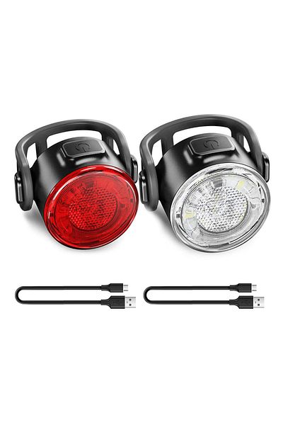 Choice White-Red Set Rechargeable Bike Light Mini Night Safety Warning Taillight Front Rear Bicycle Lamp LE