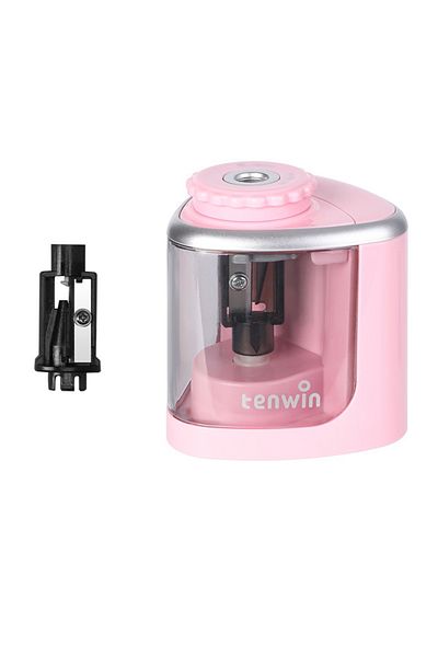 Choice 8005pink-1blade Tenwin Electric/Manual 2 in 1 Pencil Portable Sharpener Safe Student Helical Steel B
