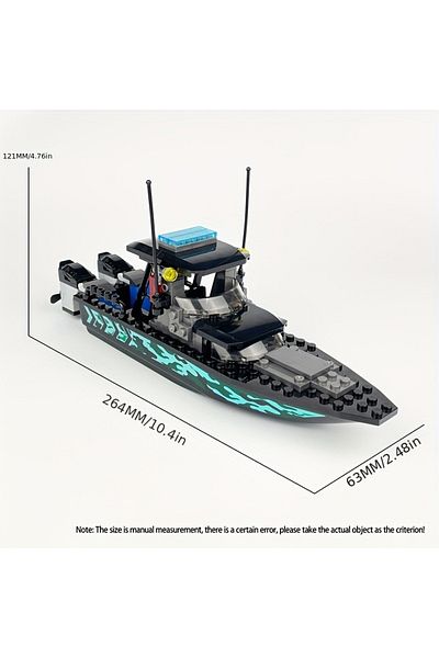 Choice J089C 89pcs City Police Moc SWAT Black Camouflage Sea Speedboat Assault Boat Model, Small Puzzle Bui