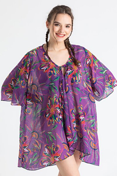 Eliş Şile Bezi Μωβ Side Voile Summer Pareo 6194