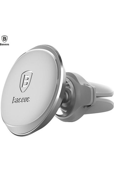 Baseus Baseus Magnetic Air Vent Car Mount Holder with Cable Clip - Silver