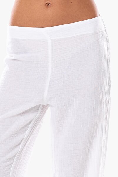 Eliş Şile Bezi Sardunya Ελαστική μέση Μουσελίνα Παντελόνι Λευκό Byz