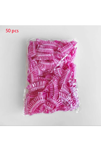 Choice 50 قطعة/مجموعة قبعات شعر بلاستيكية للاستخدام مرة واحدة للاستحمام للنساء مقاومة للماء وردية اللون لصالونات السبا والفنادق وصبغ الشعر