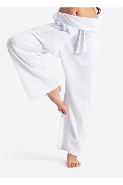 Eliş Şile Bezi Women's Thai Fisherman Summer Pants White Byz Sile Cloth
