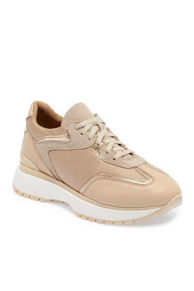 Tergan Bej Deri-Tekstil Kadın Sneaker - K24I1AY67492-B22