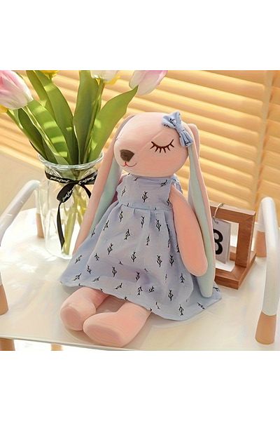 Choice Blue 1pc Cute Bunny Plush Toy, Soft Polyester Non-woven Fabric, Lightweight Stuffed Animal Toys, Chi