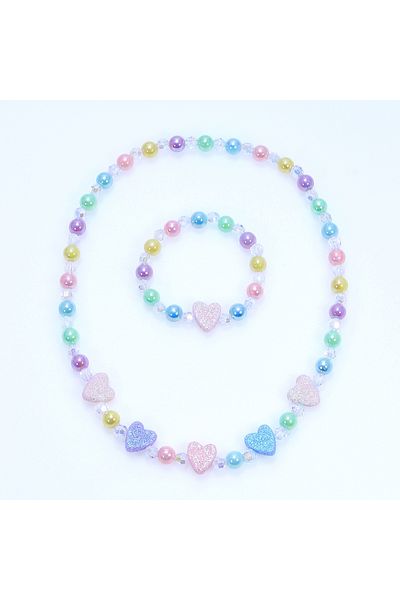 Choice Multi 40cm 2pcs Girls' Heart-shaped Decorated Beaded Necklaces And Bracelets Are Worn Daily Througho