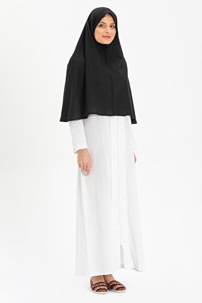 Eliş Şile Bezi Εύκολη σύνδεση Şile υφασμάτινη μαντίλα Umrah ελαστική και δαντέλα με λεπτομέρειες μαύρο μαύρο