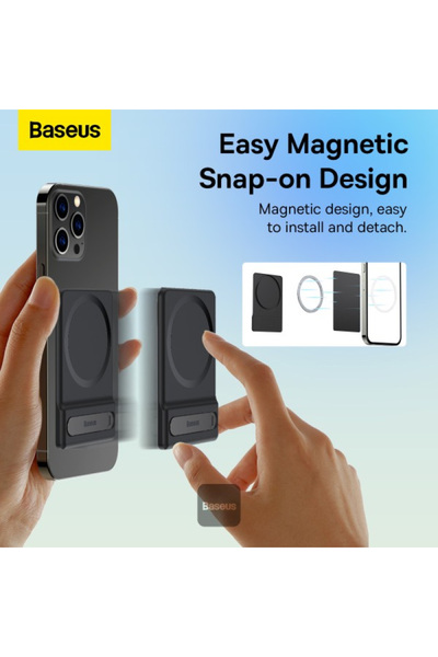 Baseus Foldable Magnetic Phone Holder Stand For iPhone 12/13 Pro Max - Black