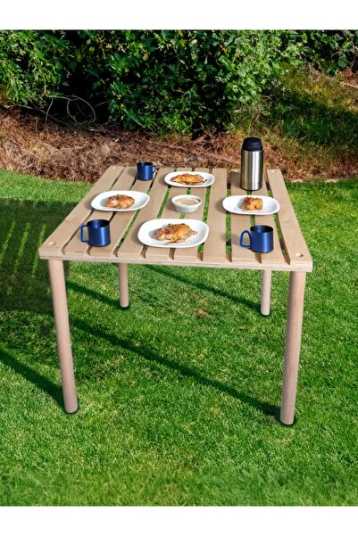 AsudeHome Ev Gereçleri Asudehome Ahşap Katlanabilir Rulo Kamp Masası - Çantal...