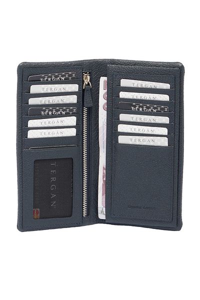 Tergan Navy Blue Genuine Leather Men's Wallet - S1Ce00001631-U6H