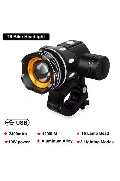 Choice Black T6 LED Bicycle Front Light Bike Headlight Adjustable Zoom USB Rechargeable Waterproof Cycling