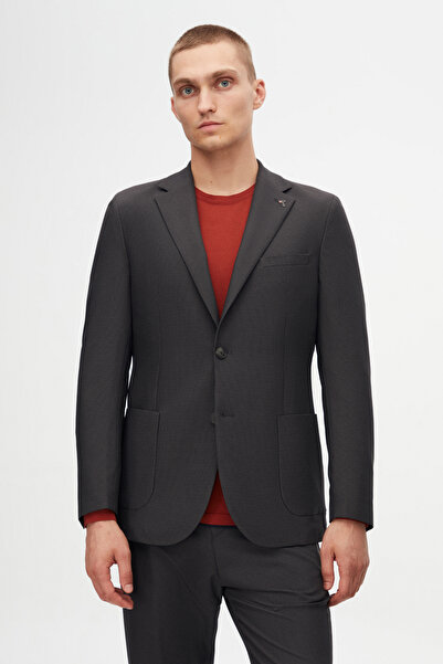 Tween Slim Fit Antrasit Mikro Desen Kumaş Ceket