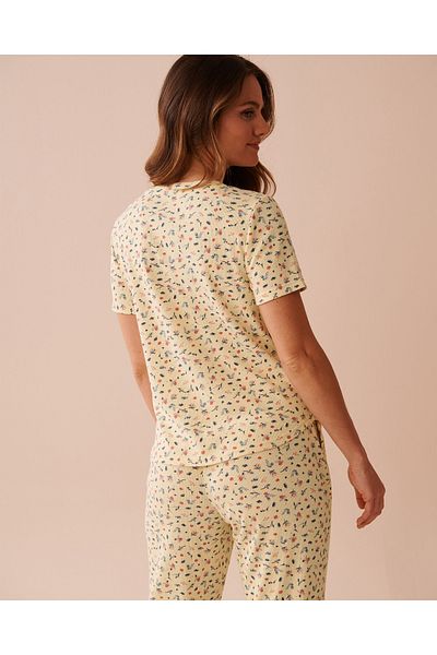 La Vie en Rose Ditsy Floral Print Ribbed T-shirt