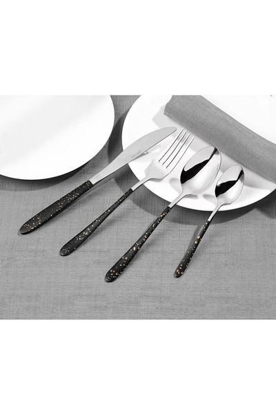 SALTER Stainless steel cutlery set, 16 pieces, 4 people, Marble Gold