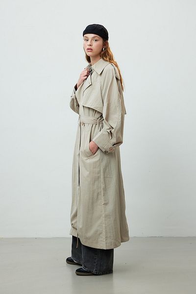 Manuka Béžový technický kabát Kumash oversize trenčkot