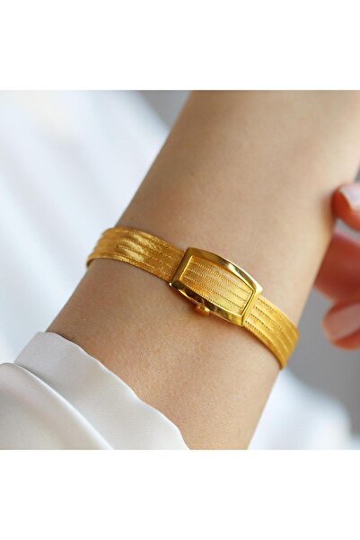 Necati Gün 5 Sıra Hasır Gold Kaplama Gümüş Trabzon Kelepçe