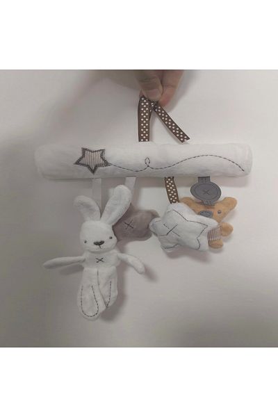 Choice white 2024 New Hanging Bed Rabbit Baby Hand Bell Safety Seat Plush Toy Multifunctional Plush Toy Str