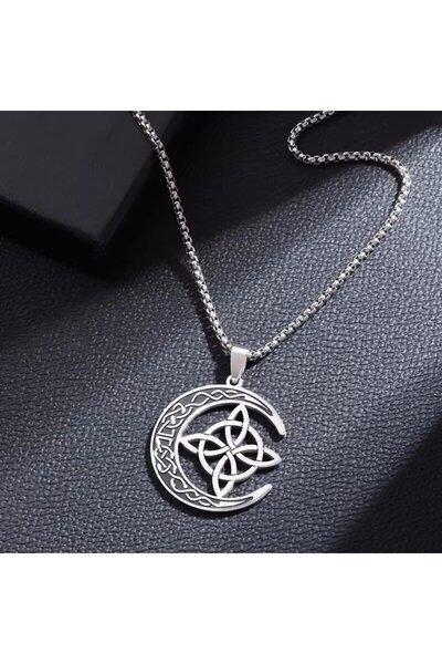 Choice AL19975- قلادة فضية من الفولاذ المقاوم للصدأ بتصميم عقدة سلتيك أيرلندي...