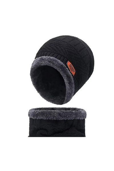 Choice black Winter Hats Knit Cap Men And Women Velvet Hat Coral Fleece Scarf Outdoor Riding Hat Warm Thick