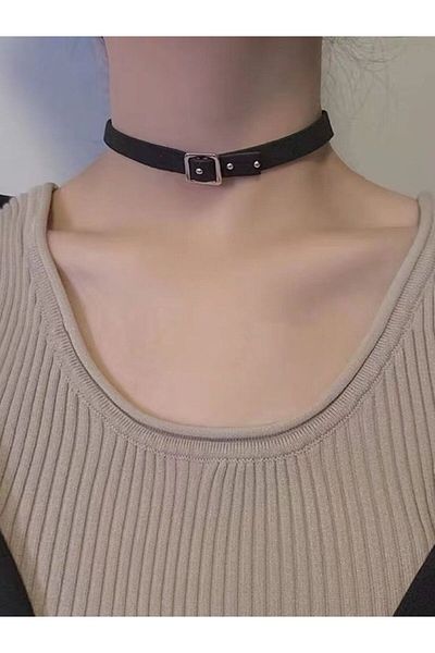 Choice TG-101 Black Leather Clavicle Chain Collar Vintage Thin PU Choker Necklace For Women New Goth Sensua