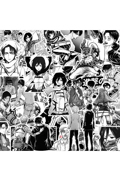 Choice 10PCS 10/30/70pcs Black White Anime Attack on Titan Stickers for Kids DIY Laptop Skin Phone Cool Car