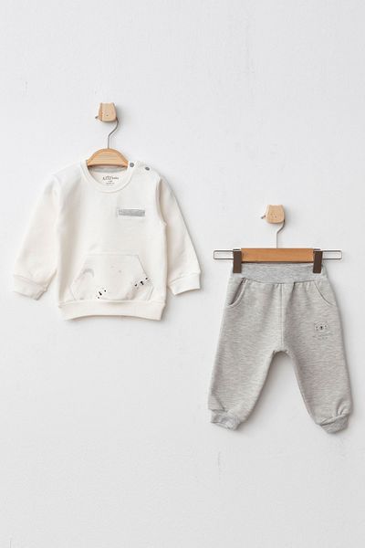 Aziz Bebe Baby Boy Patterned Sweatshirt Pants 2-Piece Bottom Top Baby Set 3 Months - 36 Months