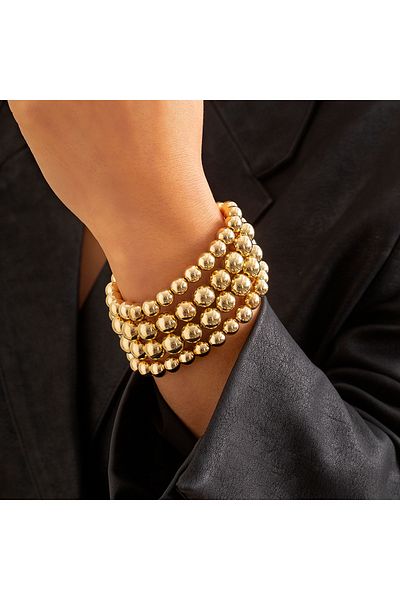 Choice Gold Color-00989 IngeSight.Z Vintage Exaggerated Plastic Big Ball Choker Necklace for Women Multi La