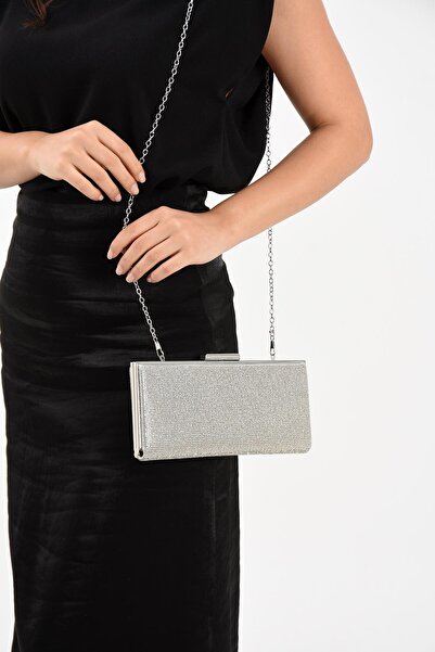 Getcho Dreap Women's Stone Clutch Silver Evening Dress Bag Chain Strap Evening Bag Stylish Portfolio Wedding Model