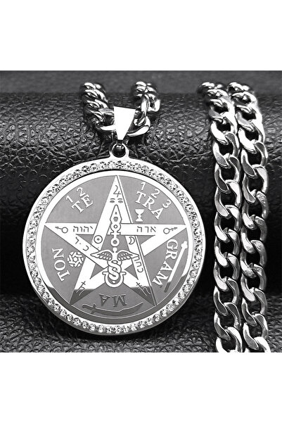 Choice قلادة NK SR Tetragrammaton العبرية اليهودية الخماسية للرجال من الفولاذ...