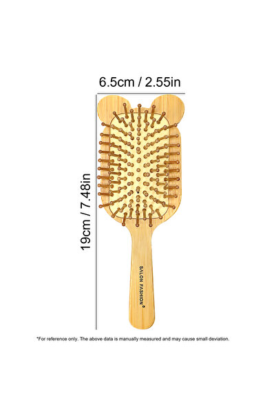 Choice فرشاة شعر من الخيزران ZH479-7 - مشط خشبي طبيعي مضاد للكهرباء الساكنة ومدلك لفروة الرأس، بتصميم وسادة هوائية