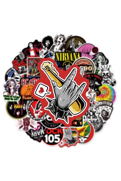 Choice 50pcs Rock Music Stickers Pack Waterproof Laptop Skin Cute Sticker Pack Cool Phone Case Kawaii P...