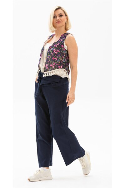 Eliş Şile Bezi Women's Sile Bezi Thai Fisherman, Summer Pants and Navy Blue Lcvt