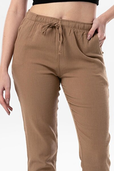 Eliş Şile Bezi Şile Cloth Double Pocket Unisex Summer Trousers Mink Vzn