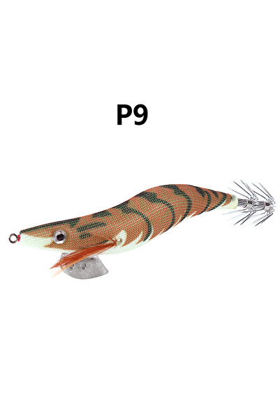 Choice P9 قطعة واحدة من طُعم الروبيان الخشبي المضيء، مزودة بخطاف حبار، ومياه ...