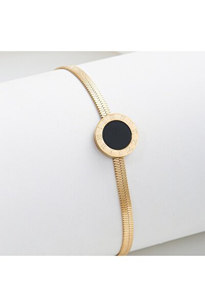 Choice AM5754 سوار أسود دائري أنيق للنساء بتصميم بسيط وسلسلة دائرية هندسية