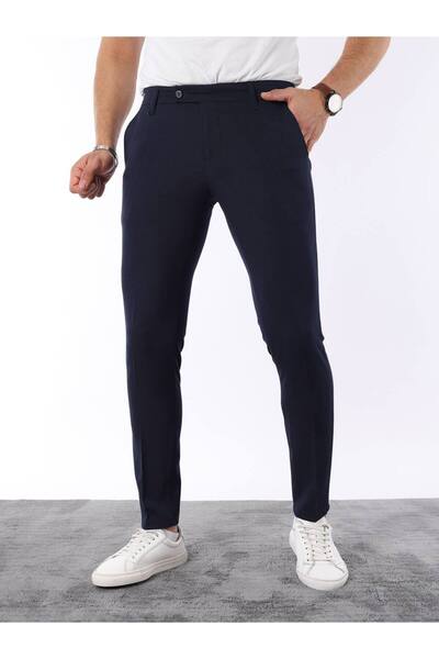 LUMAST Erkek Slim Fit Likralı Basic Oldmoney Düğme Detay Bilek Kumaş  Pantolon