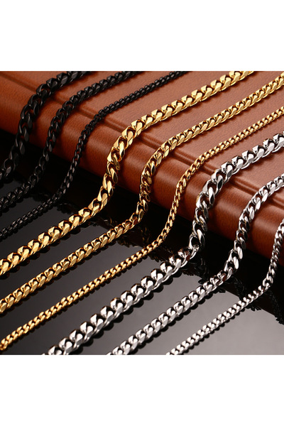 Choice قلادة من الفولاذ المقاوم للصدأ على شكل سلسلة كوبية بطول 5 مم و60 سم، م...